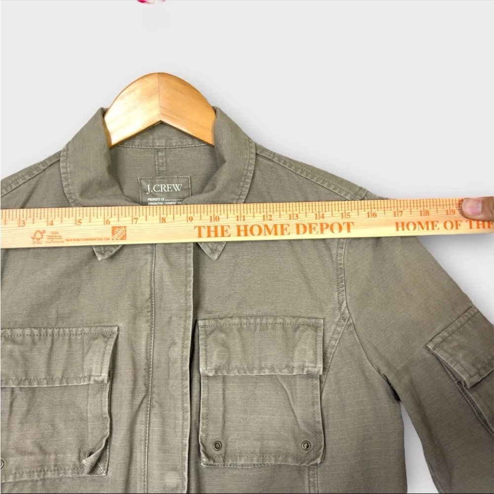 J Crew Women's Utility Cargo Safari Jacket Sz Small Green Military Field Y2K VTG - Picture 12 of 12